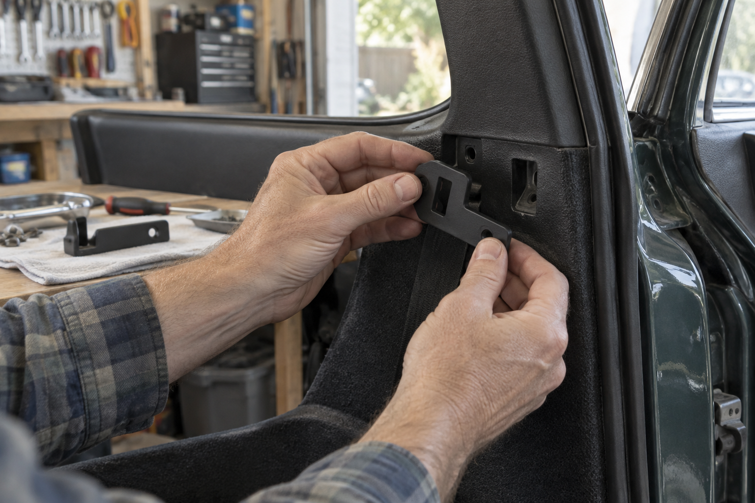 Checking a reproduction part’s fit on a vehicle